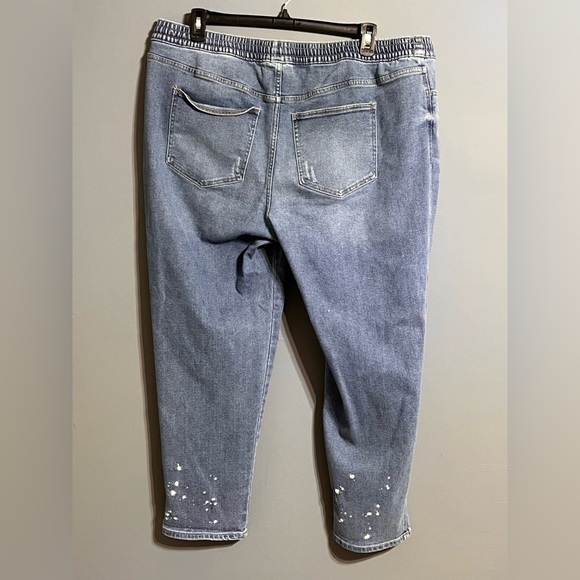 Lane Bryant size 20W pull on splatter straight leg denim jeans - Picture 2 of 7